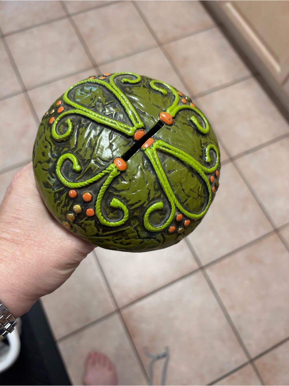 Olive Green Dragonfly Ceramic Accent Orb - Brand Unspecified